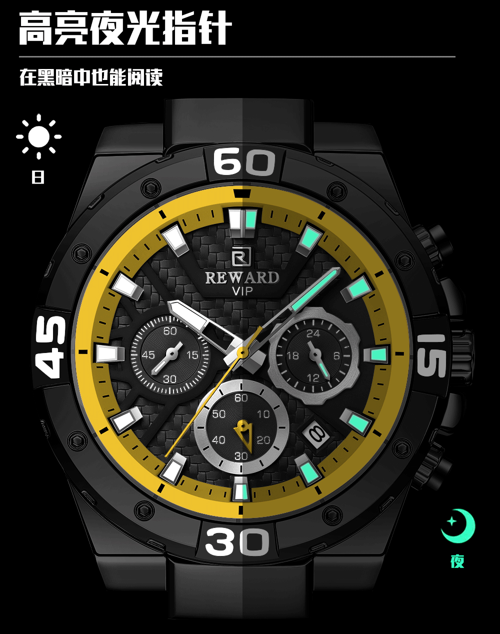实力手表工厂男士多功能石英运动手表定制-手表定做厂家-免费设计,按需订制
